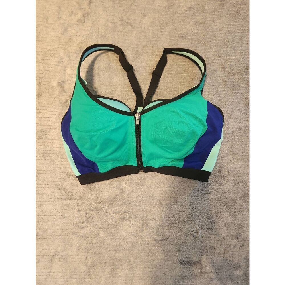 Victoria's Secret VSX Pink Zip Up Front Close Sport Bra Sz 34DD Underwire